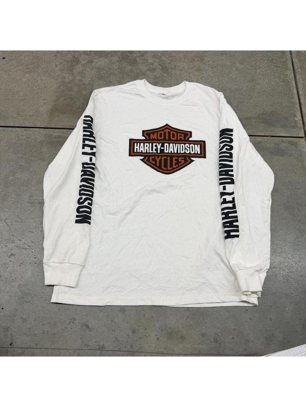 vintage harley davidson white big logo spell out shirt size large